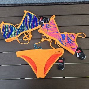 TYR Women's Durafast Mix & Match Orange/multicolor Bikini Set Sz XS New Sample